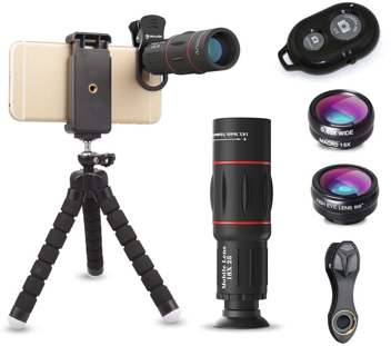 スマホ対応望遠鏡セット<br />ActyGo (高品質HD18X望遠レンズ付きスマホレンズ4点セット)